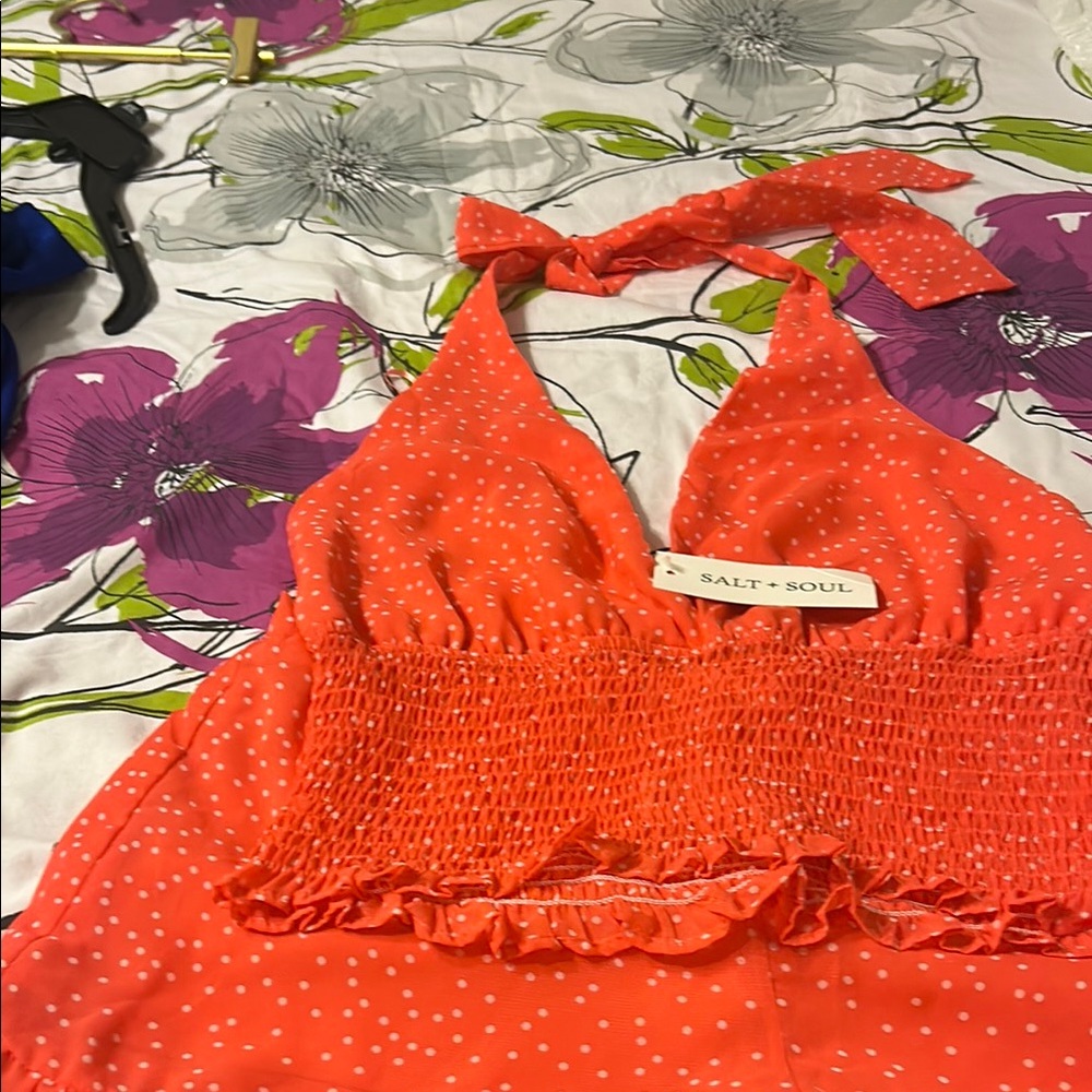 Vibrant Orange Crochet One Piece Swimsuit
